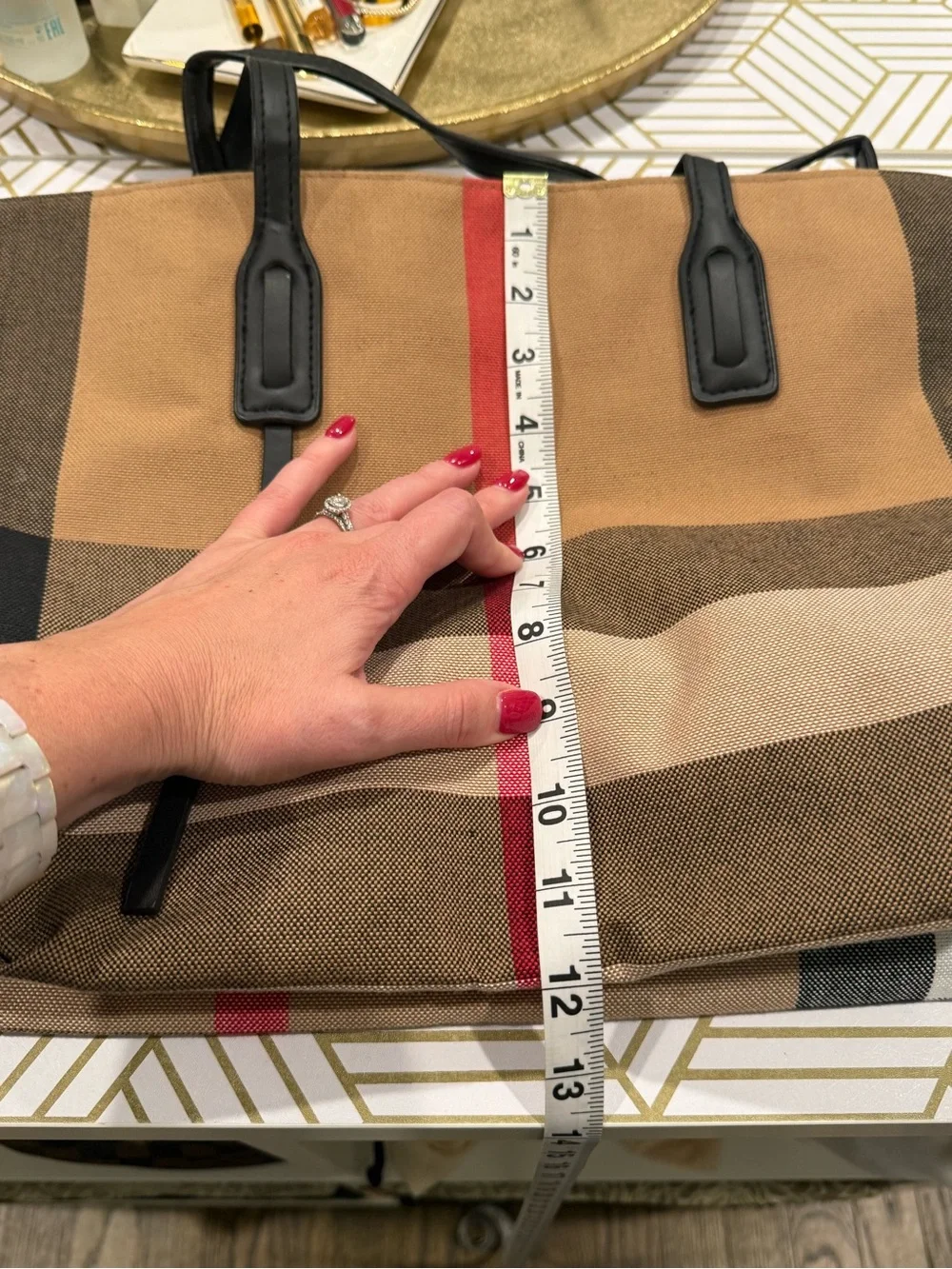 Plaid tote bag